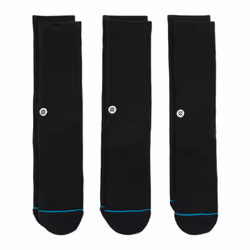 Stance Icon 3 Pack, Chaussettes Crew, Noir, Adulte, SML, 3 paire(s), Elastane, Nylon, Polyester