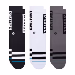 Stance The OG 3 Pack, Chaussettes Crew, Noir, Gris, Blanc, Adulte, Mâle, M, SML