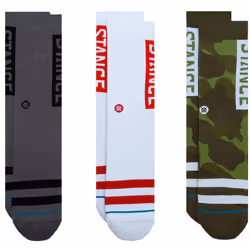 Stance The OG 3 Pack, Chaussettes Crew, Multicolore, Adulte, SML, 3 paire(s), Elastane, Nylon, Polyester