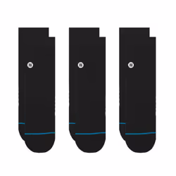 Stance Icon Quarter 3 Pack, Chaussettes Crew, Noir, Adulte, SML, 3 paire(s), Polyester, Coton, Elastane, Nylon