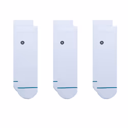 Stance Icon Quarter 3 Pack, Chaussettes Crew, Blanc, Adulte, SML, 3 paire(s), Coton, Elastane, Nylon, Polyester