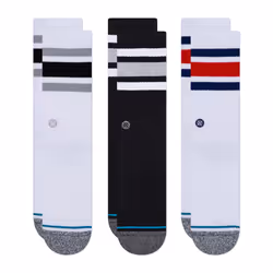 Stance The Boyd 3 Pack, Chaussettes Crew, Noir, Gris, Rouge, Blanc, Adulte, Femelle, S, SML