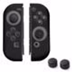 INSTEN® 1 Paire de Coques Silicone Noir + 2 Bouchons Capuchons Pour manettes Joy-Con Nintendo Switch