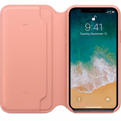 Apple Étui folio en cuir pour iPhone X Rose poudré