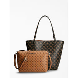 GUESS Cabas Alby logo 4G pivoine Marron multi 43 x 30 x 15 cm