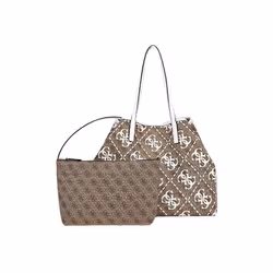 Sac à épaule - GUESS - Vikky Large Tote - Marron clair - Blanc - 51x30x17 cm