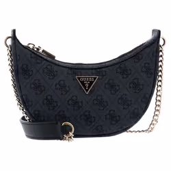 GUESS Sac à épaule bandoulière gris foncé noir pour femme - Eco Craig Mini Xbody Saddle Bag Coal Logo 228689