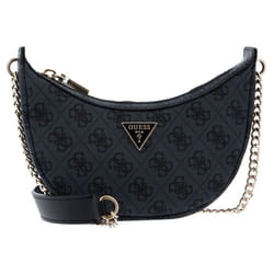 GUESS Sac à épaule bandoulière gris foncé noir pour femme - Eco Craig Mini Xbody Saddle Bag Coal Logo 228689