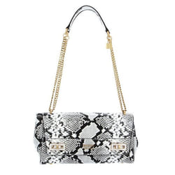 GUESS Sac à épaule blanc noir pour femme - Katey Flap Shoulder Bag Natural 228664