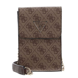 GUESS Sac à épaule bandoulière brun clair marron pour femme - Noelle Flap Chit Chat Phone Bag Latte Logo / Brown 241424