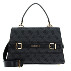 GUESS Sac à épaule bandoulière gris foncé noir pour femme - Sestri Logo Top Handle Flap Bag Coal Logo 236852