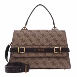 GUESS Sestri Logo Top Handle Flap Bag Latte Logo / Brown [236536] -  sac à épaule bandoulière sacoche