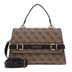 GUESS Sestri Logo Top Handle Flap Bag Latte Logo / Brown [236536] -  sac à épaule bandoulière sacoche