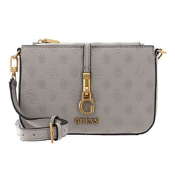 GUESS Sac à épaule bandoulière taupe pour femme - G James Logo Mini Double Zip Crossbody Bag Taupe Logo 236820