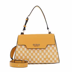 GUESS Sac à main jaune, blanc et doré