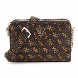 Sac à épaule bandoulière - GUESS - Eco Erica Status - Marron foncé et clair - 100% polyuréthane - 23x13x5 cm