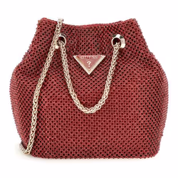 Sac de soirée - GUESS - Zalina Mini Pouch - Rouge foncé - 14x15x10 cm - Bandoulière réglable