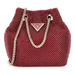 Sac de soirée - GUESS - Zalina Mini Pouch - Rouge foncé - 14x15x10 cm - Bandoulière réglable