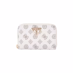 GUESS Porte-monnaie blanc gris pour femme - Laurel Zip Around Wallet M White Logo 292831