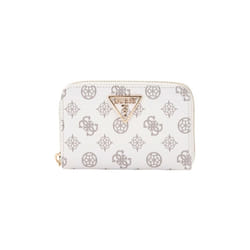 GUESS Porte-monnaie blanc gris pour femme - Laurel Zip Around Wallet M White Logo 292831