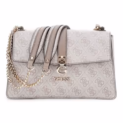 GUESS Sac à épaule marron blanc pour femme - Zamira Convertible Xbody Flap Bag Dark Taupe Logo 300565