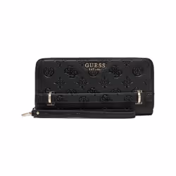 GUESS Porte-monnaie noir pour femme - Zarela SLG Large Zip Around Wallet L Black Logo 296949