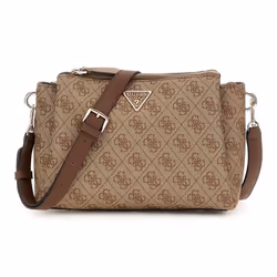 GUESS Sac à épaule bandoulière brun clair marron pour femme - Noelle II Tri Comp Crossbody Bag Latte Logo / Brown 310023