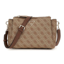 GUESS Sac à épaule bandoulière brun clair marron pour femme - Noelle II Tri Comp Crossbody Bag Latte Logo / Brown 310023