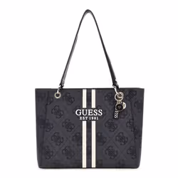 GUESS Sac à épaule gris foncé noir pour femme - Noelle II Tote Coal Logo 310005