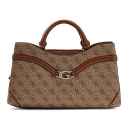 GUESS Sac à main brun clair marron pour femme - Dea Girlfriend Satchel Latte Logo 325012