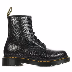 Boots Dr Martens 1460 Wns - Femme - Noir - Cuir - Lacets - Talon Large