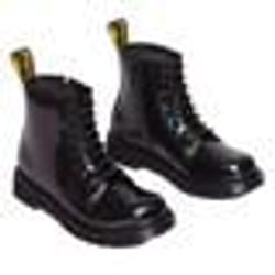 Bottes pour Fille Dr. Martens 1460 Rainbow Patent Noir - Lacets - Synthétique - Haute