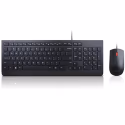 Lenovo 4X30L79894, Taille réelle (100 %), Avec fil, USB, Clavier à membrane, Noir, Souris incluse