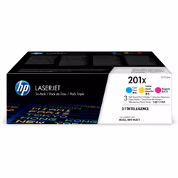 HP 201X LaserJet, lot de 3 cartouches de toner grande capacité authentiques, cyan/magenta/jaune, 2300 pages, Cyan, Magenta, J ...