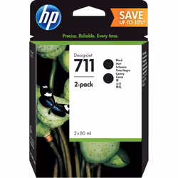 HP Pack de 2 cartouches d’encre 711, noir de 80 ml, Rendement élevé (XL), Encre à pigments, 80 ml, 80 ml, 2 pièce(s), Multi p ...
