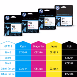 HP Pack de 2 cartouches d’encre 711, noir de 80 ml