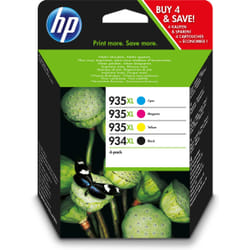 HP 934XL Pack de 4 cartouches Haute capacité authentiques Noir/935XL cyan/magenta/jaune