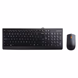 Lenovo 300, Taille réelle (100 %), USB, QWERTY, Noir, Souris incluse