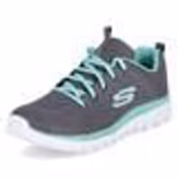 Baskets Casual Skechers Get-Connected-190872053553 - Gris - Femme - Plat - Textile - Lacets