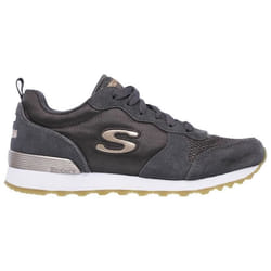 Baskets SKECHERS 111 pour femme - Gris et doré - Lacets - Synthétique