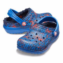 Crocs Classic Lined Graphic Blocages Unisexe Bleu, Rouge