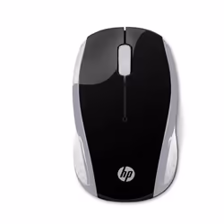 HP Souris sans fil 200 (Argent vif), Ambidextre, Optique, RF sans fil, 1000 DPI, Noir, Argent