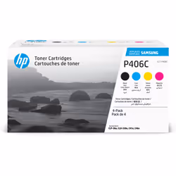 Samsung CLT-P406C Pack de 4 cartouches authentiques de toner cyan/magenta/jaune/noir, 1500 pages, 1000 pages, Noir, Cyan, Mag ...