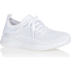 SKECHERS Baskets Ultra Flex salutations - Femme - Blanc et Gris argenté