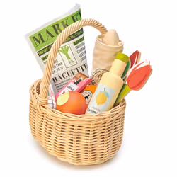 Tender Leaf Toys Wicker Shopping Basket, Marchande, 3 an(s)