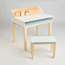 Tender Leaf Toys Desk and Chair Bleu, Blanc, Bois Hévéa, Bois