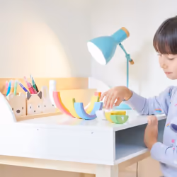 Tender Leaf Toys Desk and Chair Bleu, Blanc, Bois Hévéa, Bois