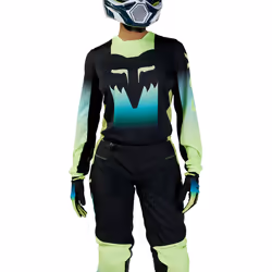 FOX 180 Flora Maillot de motocross féminin, noir-vert-jaune, taille S pour Femmes
