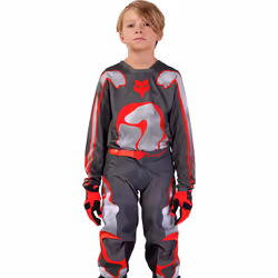 FOX 180 Atlas Pantalon de motocross pour les jeunes, gris-rouge, taille 28