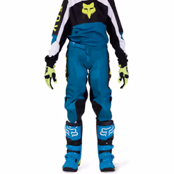 FOX 180 Nitro Pantalon de motocross pour les jeunes, noir-blanc-vert-bleu, taille 26